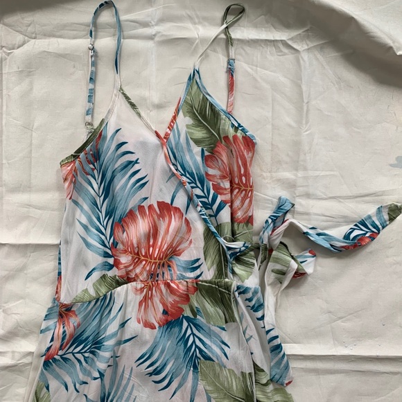 Tropical leaf print long dress - Picture 10 of 14